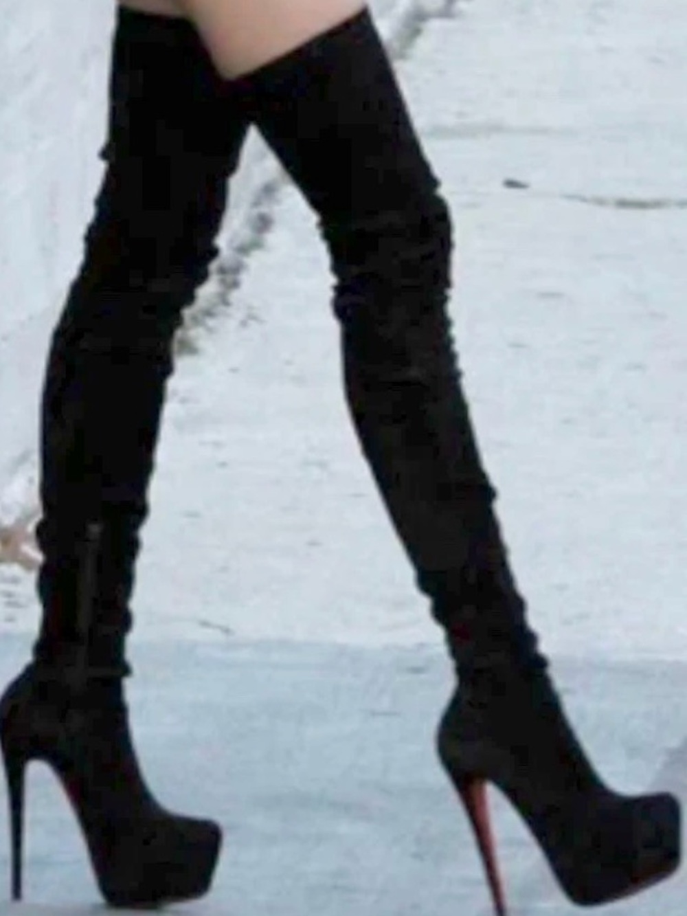 CHRISTIAN LOUBOUTIN MONICARINA THIGH HIGH OVER THE KNEE PLATFORM BOOTS SZ 37